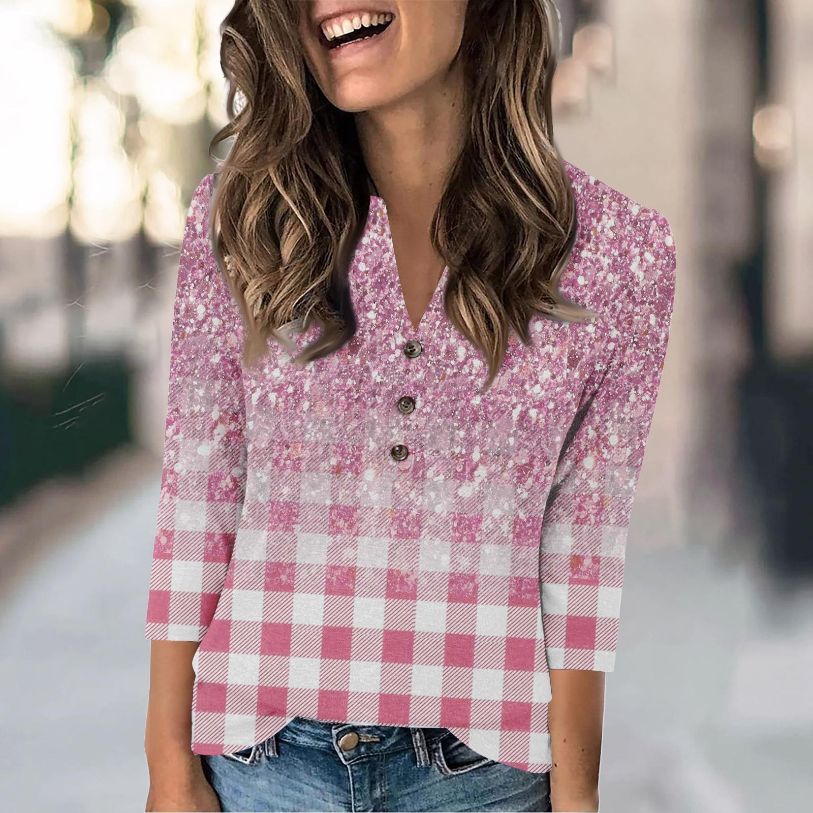 

Женская мода повседневный свободный топ с рукавом 3/4 и круглым вырезом L