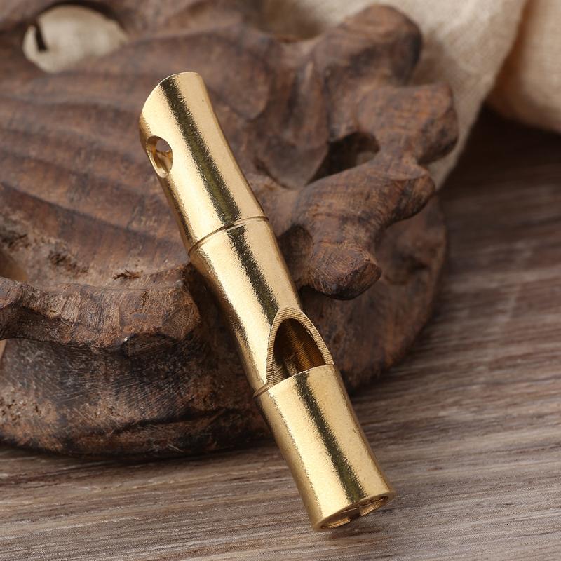Vintage Brass Dragon Carved Whistle with Keychain Hole High Decibel Loud Portable Whistle for Outdoor Camping Travel Emergency