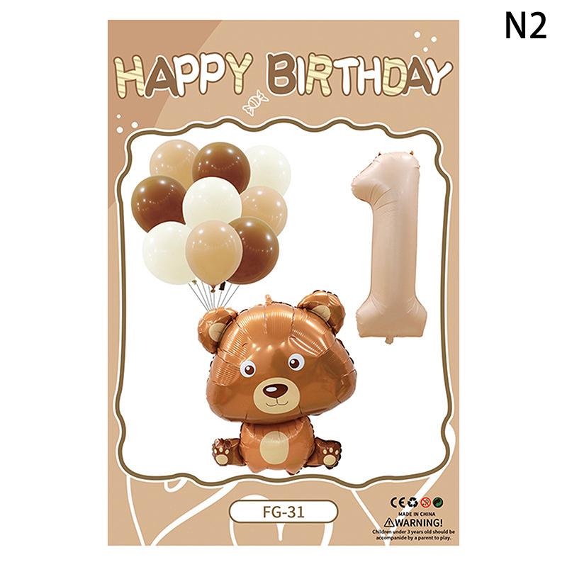 

Милый набор воздушных шаров с мишкой и карамельным цифровым шаром из алюминиевой фольги для украшения на вечеринку по случаю дня рождения, принадлежности для детского душа