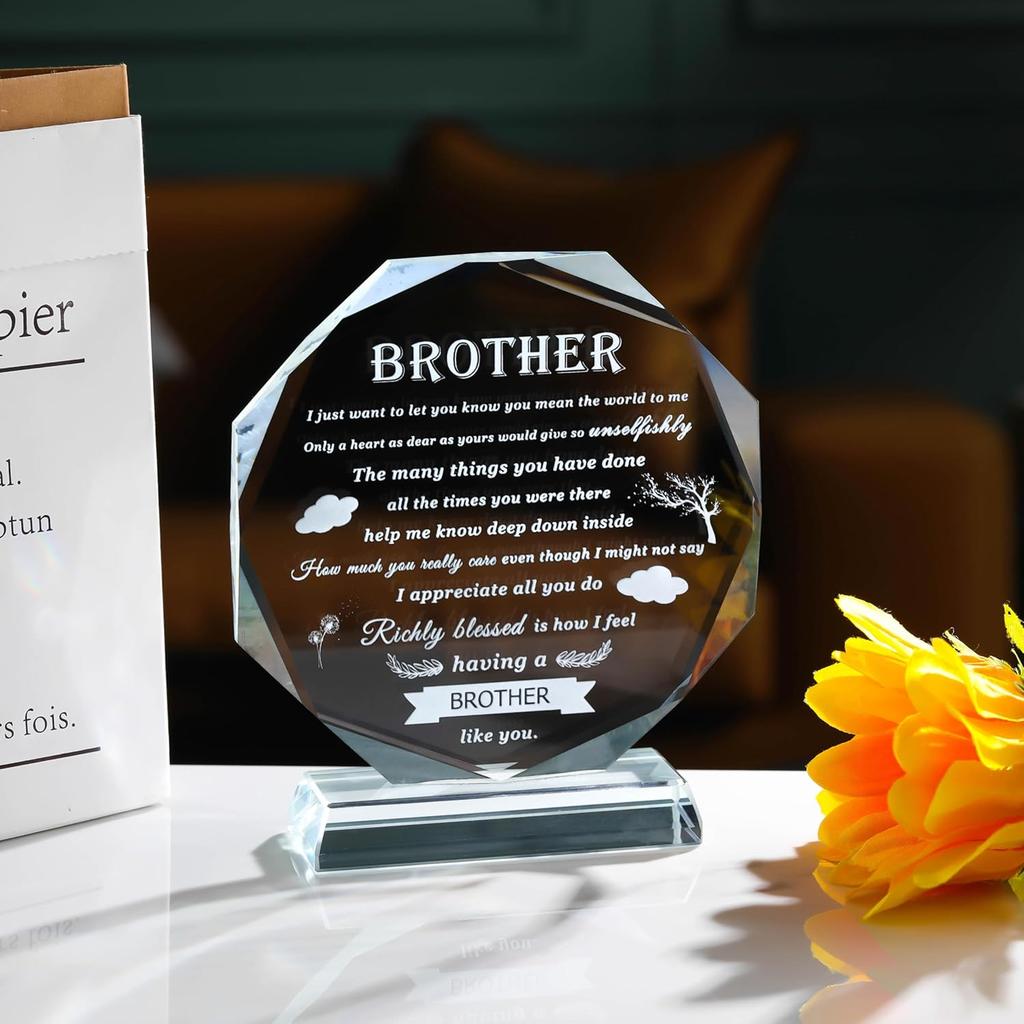 Gifts for Brother Crystal Brother Gifts From Sister Birthday Gifts for Brother Crystal Keepsake for Birthday Father's Day, Valentine’s Day, and