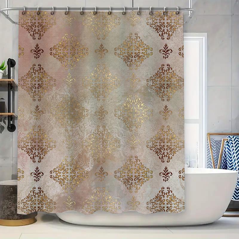 

Vintage Luxury Damask Shower Curtain Decorative Fabric Waterproof Bath Accessories Home Decoration Modern Geometric Pattern In G W60H190(CM)-1 Pcs