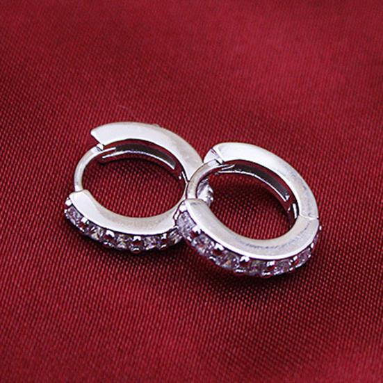 Earrings Round Fashionable Alloy Single Row Rhinestones Earrings for Banquet