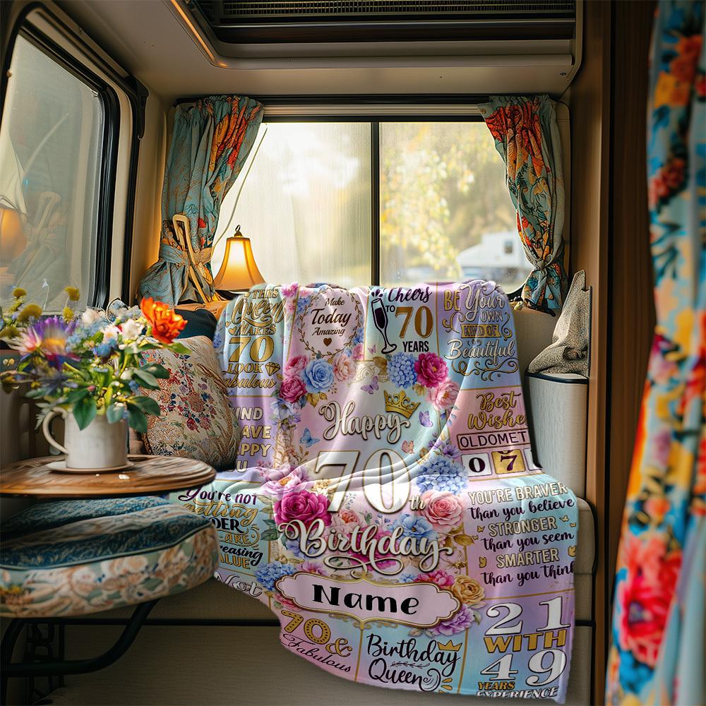 70Th Birthday Celebration Blanket Durable Comfort For Sofa Couch Office Bed Picnics Ideal For All Seasons Stylish Decor Perfect Gift For Relatives And