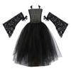 Black Mesh Halloween Costume Dress Wings Shawl Evil Queen Outfit  Halloween Party