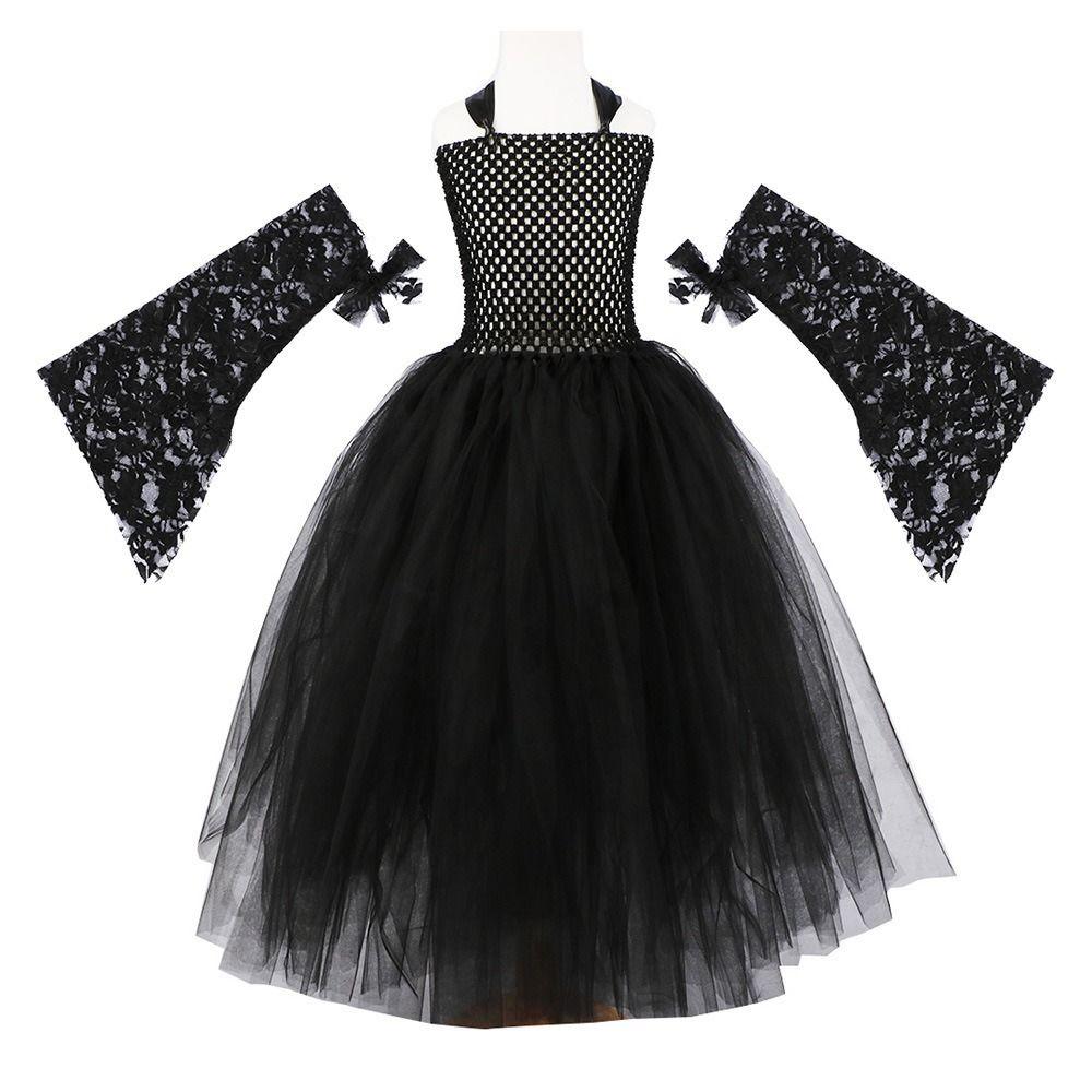 Black Mesh Halloween Costume Dress Wings Shawl Evil Queen Outfit Halloween Party