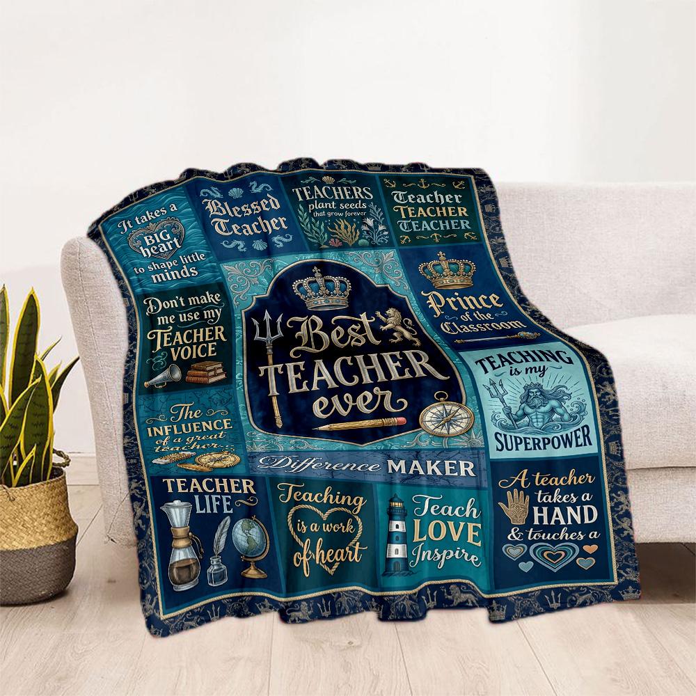 Teacher Appreciation Quotes Blanket Soft Warm Cozy Suitable for Chair Sofa Seaside for All Occasions Digital Print Birthday Christmas Gift Blanket
