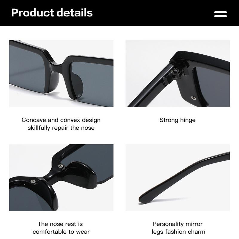 Trend Small Rectangle Sunglasses Ladies Fashion Semi-frame Luxury Design Eyewear Men Women UV400 Riding Driving Sun Glasses