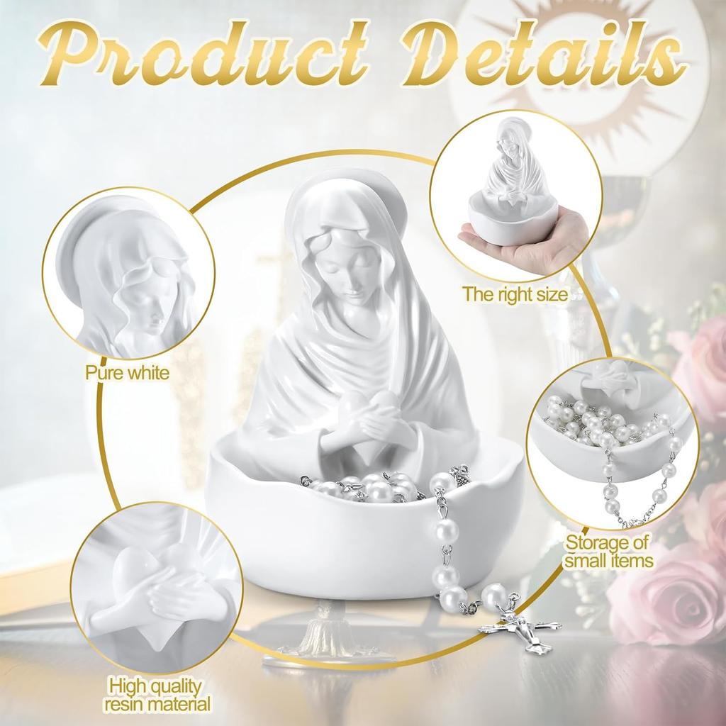 Virgin Mary Resin/Plastic Sculpture - Exquisite Catholic Statue Handmade Religious Figure Ornament for Room Decoration