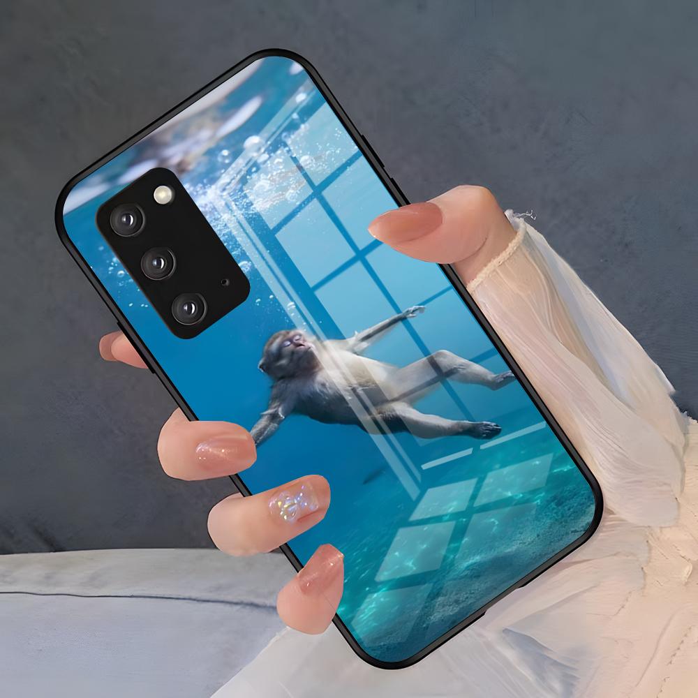 Забавный чехол для телефона с обезьяной для Samsung S26 S25 Plus S20 S20 Plus S22 Ultra S23 FE S21 Plus S21 Ultra Стеклянная крышка Samsung S25