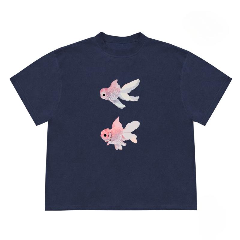 

Goldfish Graphic Unisex Autumn T-Shirt Harajuku Vintage Short Sleeve Loose Oversized Casual Fitness Comfortable Y2k Kpop Top 4XL