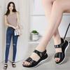 Soft Leather Sandals Women's Summer Flat-bottomed Fashion Outer Wear Non-slip Casual Sandals and Slippers Mid-heel Women's Shoes