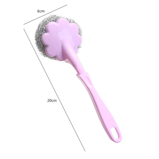 Long Handle Home Kitchen Steel Wire Ball Pot Dish Cleaning Brush Washing Tool