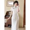 Nouveau Cheongsam Chinois 1011 Nouveau Simple Élégant Petit Mince Quotidien Moyen et Long Tempérament Vent Doux Robe