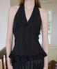 LETTER FROM MOON Punched Lace Halter Neck Sleeveless (Black)