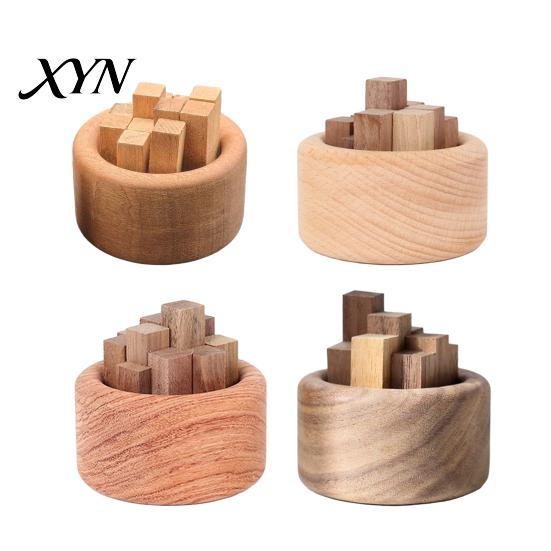 Safe Fireless Fragrance Diffuser Wooden Essential Oil Diffuser, Beech Wood Aromatherapy Micro-landscape Small Round for Home Offices Cars Yoga