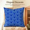 Art Seigaiha Pattern Cushion Cover Natural Linen Organic Fabric DoubleSided Printing Sofa Home Decor Gift Pillow Case