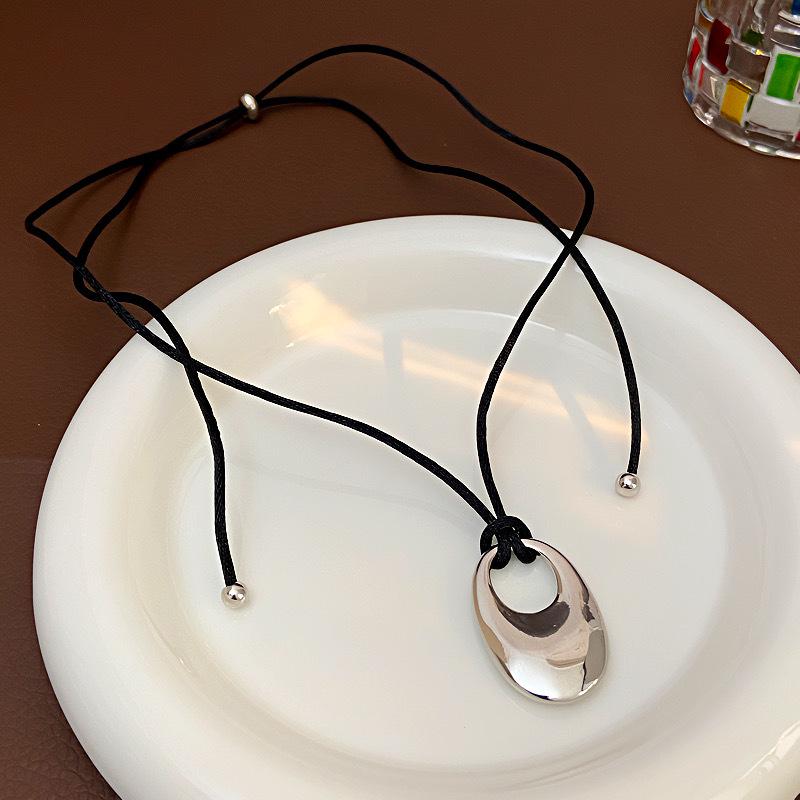 European American Silver Heart Cotton Pearl Pendant Necklace, Korean Fashion Versatile Sweater Necklace