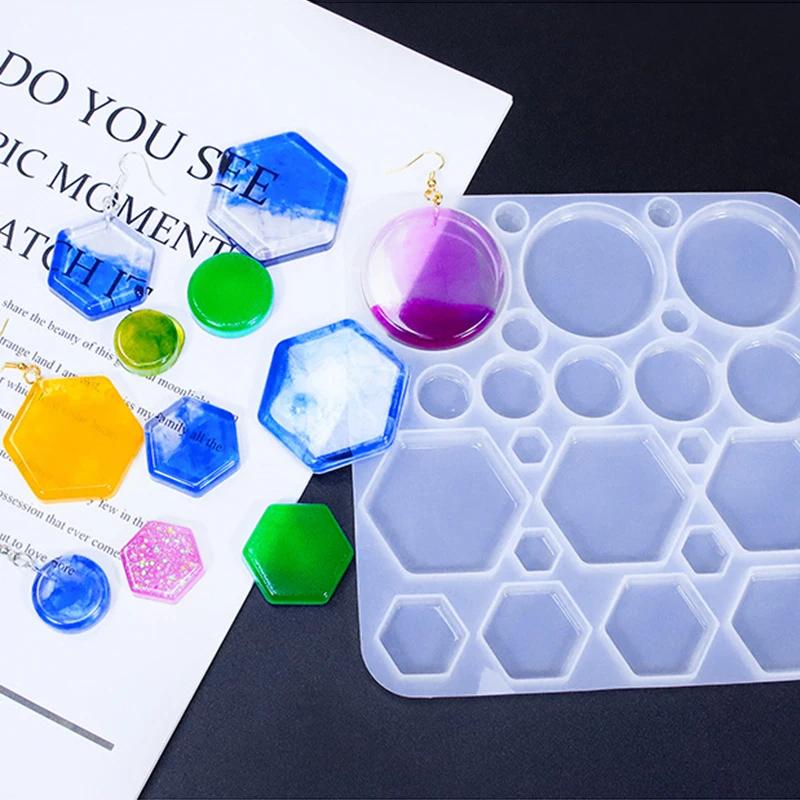 3D Patch Epoxy Resin Silicone Mold Geometry Heart Moon Earring Pendant Mould DIY Epoxy Resin Jewelry Craft Casting Silicone Mold