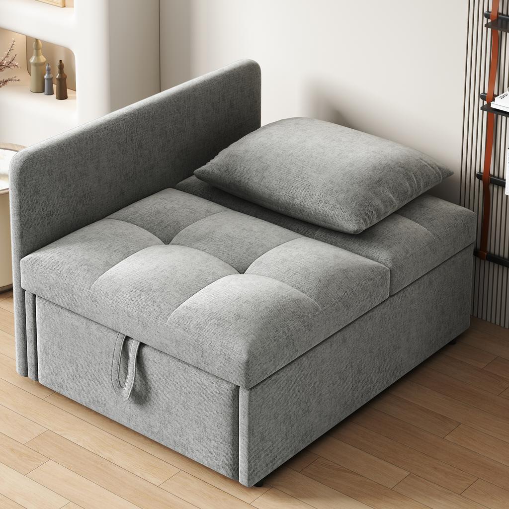 Divano letto imbottito 3 in 1, Divano letto multifunzionale, Divano in tessuto di lino con schienale regolabile, Divano da salotto per stanze piccole