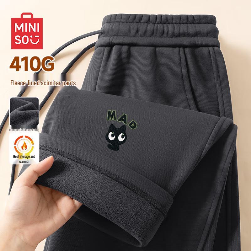 

MINISO Мужские флисовые спортивные штаны с мультяшным принтом и изогнутыми штанинами M