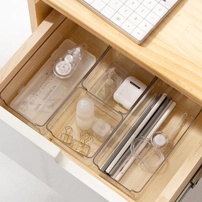 Desktop Storage Box Set Clear Drawer Organizer Stackable Anti-Slip Containers Multi-Size Organizers Set for Makeup Bathroom Kitchen Office