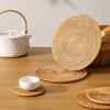 Handgemachter Rattan Teeuntersetzer Eleganter Rattan Teeuntersetzer Zarte Tassenuntersetzer Geeignet für verschiedene Anlässe