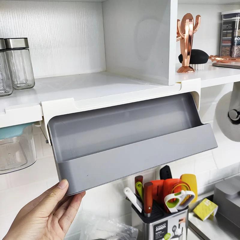 Kitchen Seasoning Bottle Storage Rack Spice Rack Self-adhesive Wall-mounted Under-Shelf Spice Organizer Kitchen Storage Rack