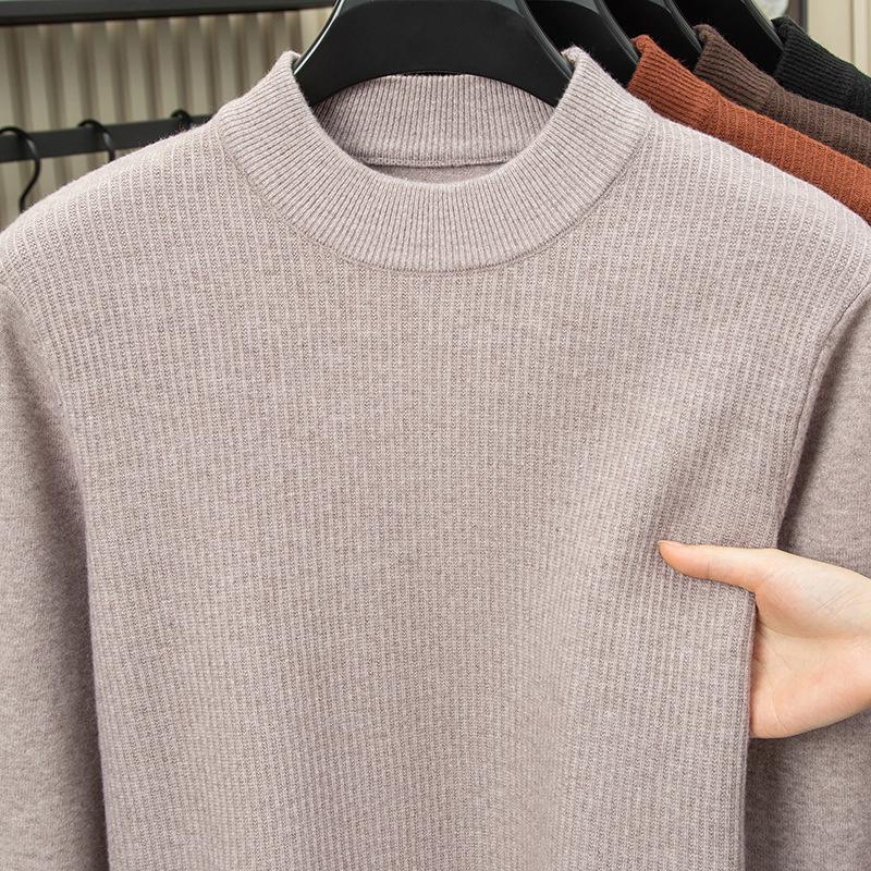 2025 Puyuan Men's Long Sleeve Round Neck Casual Knit Sweater for Young Adults