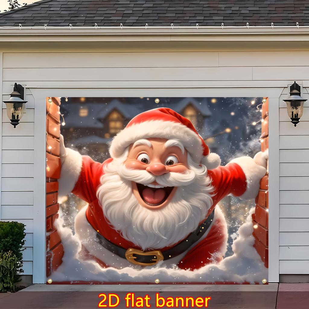 Christmas decoration background: Happy Santa Claus outdoor shooting decoration background banner