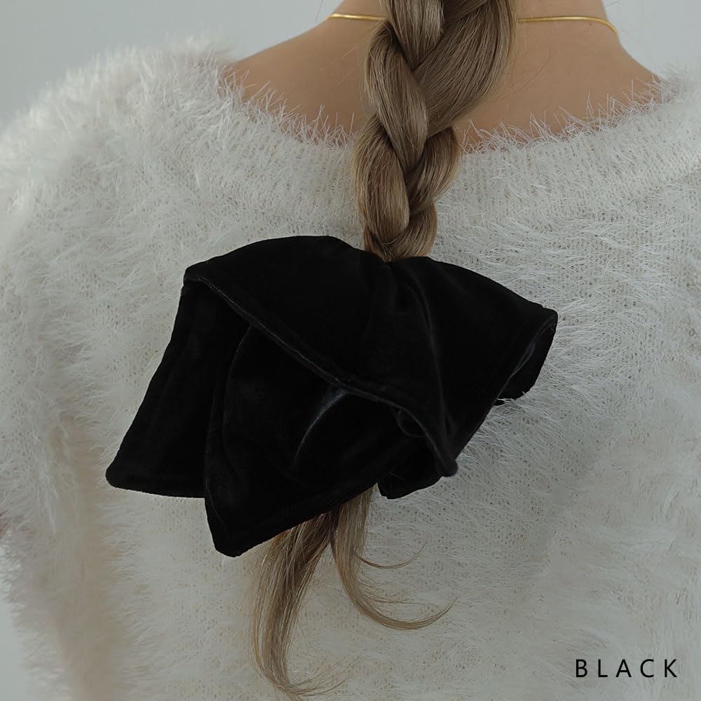 JewelVOX Scrunchie Hair Square Velvet Hair Cute for Adults Tie, Women's Accessory, Large, Square, (Black)