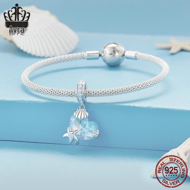 Exquisite Starfish Pendant: S925 Sterling Silver Blue DIY Jewelry Loose Beads