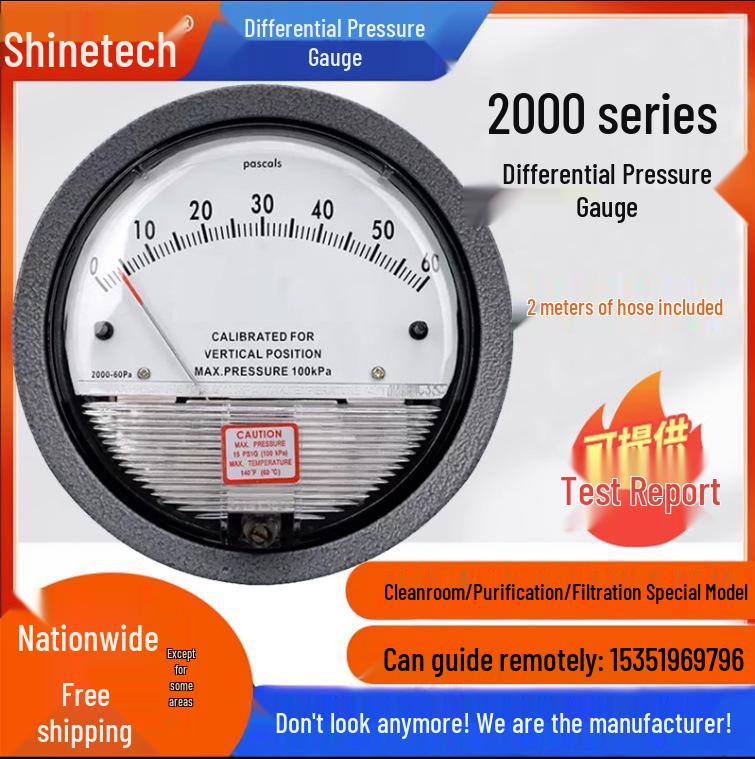 Cleanroom Micro Differential Pressure Gauge 0-60Pa Wind Manometer for Positive/Negative Pressure In Aquaculture
