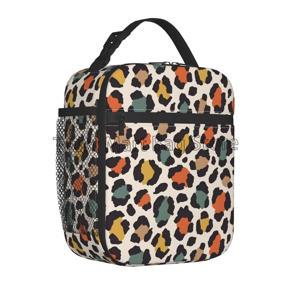 Leopard Print Lunch Bag Cheetah Pink  Lunch Box Reusable Portable Cooler Bento Tote for Adults Kids Work School Picnic