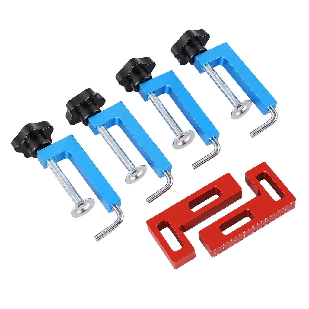 Corner Clamp Set 2 Positioning Squares 4 Clamps Aluminum Alloy 90 Degree Right Angle Clamp for Woodworking Furniture