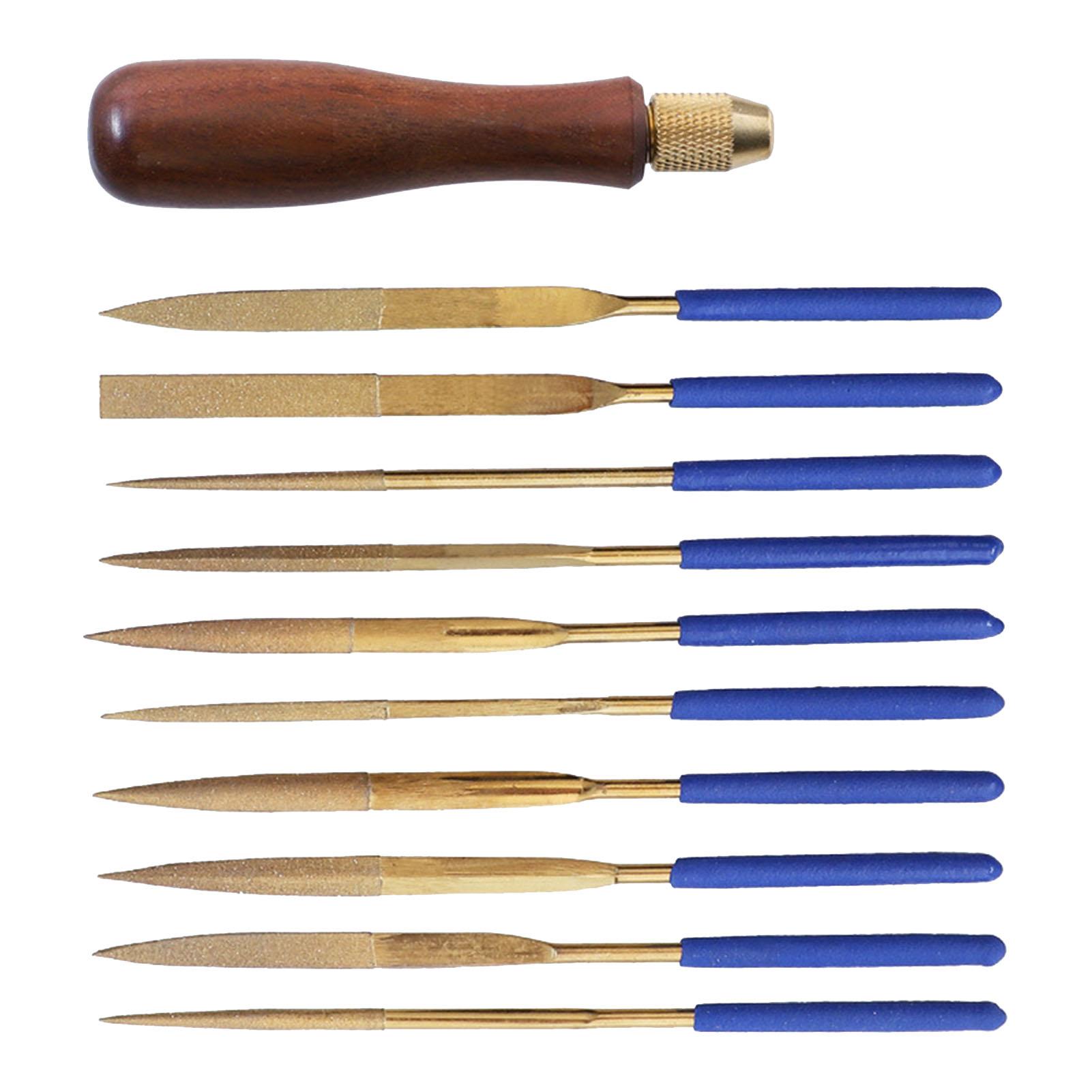 

Набор из 11 предметов Металлический напильник и напильники с алмазным покрытием с круглой ручкой для полировки стекла, камня, пластика