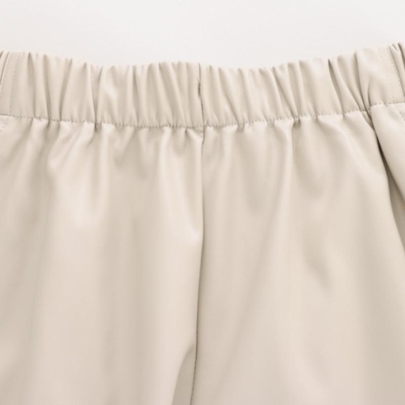 Shop   Women Fake Leather Pocket Banding Short Pants Black Pic Wpt 1718