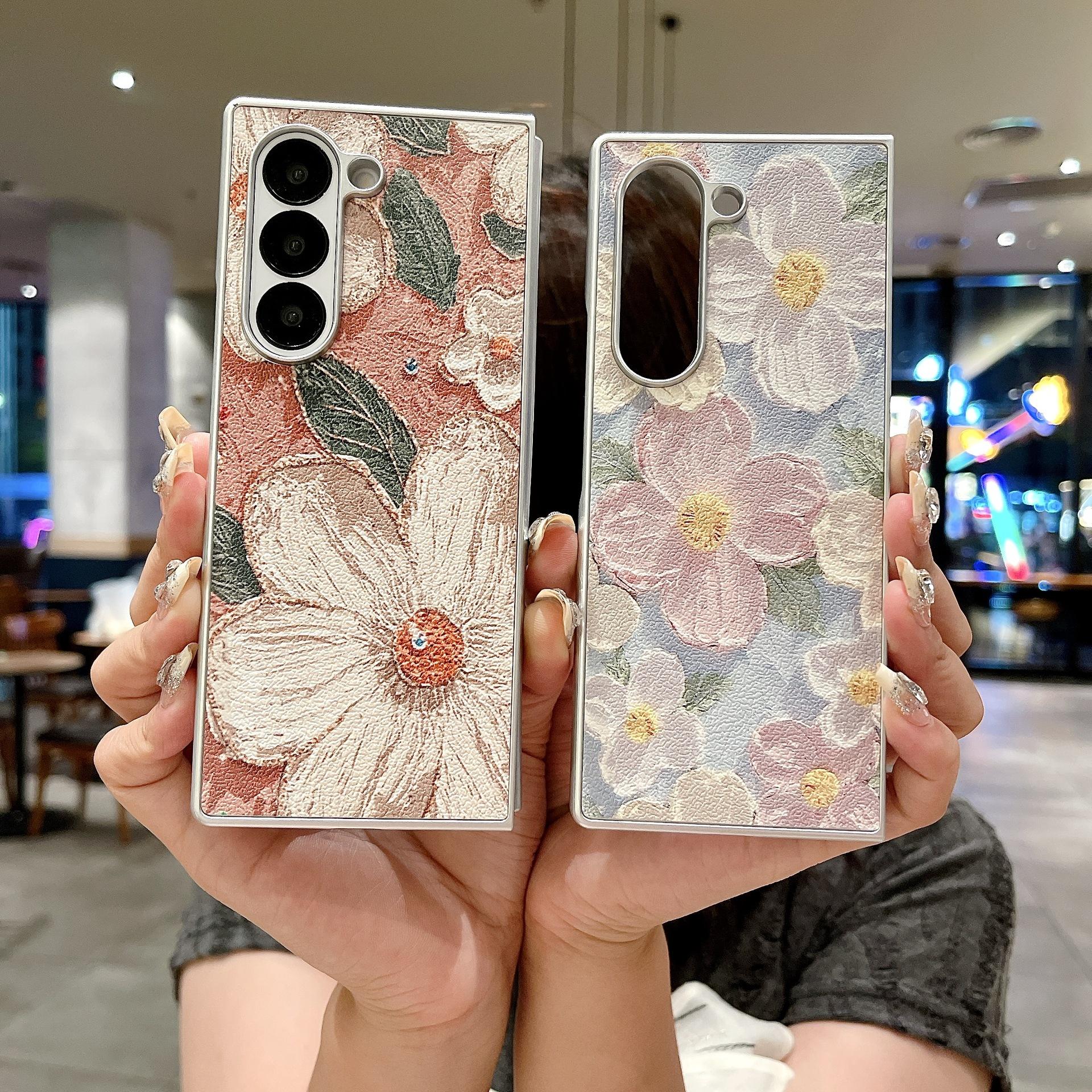 

Підходить для Zfold 6 Phone Case New Galaxy+Z+Fold 5 Flower Folding Screen Anti Drop Zfold 4 Folding Samsung zfold 4 aero синього кольору