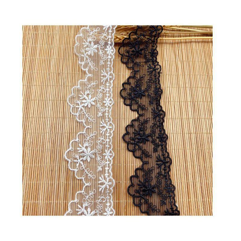 4 Metri 4,3 cm di larghezza Pizzo a rete ricamato a forma di onda bianco e nero abiti da sposa pigiami accessori rifinitura in pizzo