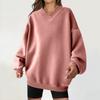 Women's Casual Fashion Solid Color Long-sleeved Loose Round Neck Sweatshirt