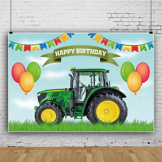 Green Tractor Birthday Decoration Tableware Balloons Cup Plate Truck Vehicle Excavator Kids Boys Party Favors Gift Baby Shower