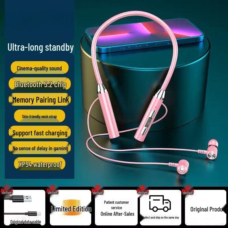 Bluetooth Wireless Neckband Headphones: Sports In-Ear, Dual Ear, Noise-Canceling, Long Battery Life, Universal Compatibility