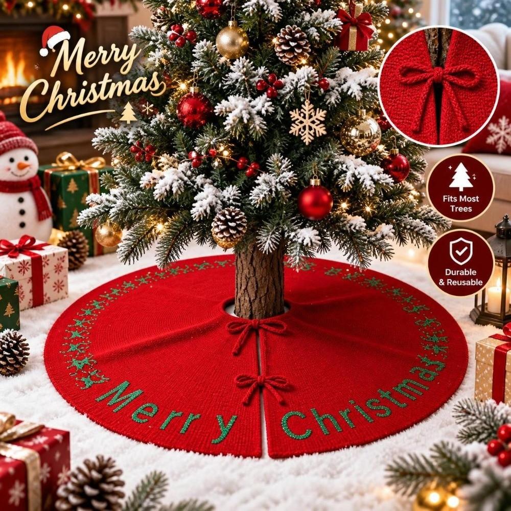 Plush Fabric Xmas Tree Mat Thick Material Holiday Tree Decor Christmas Tree Skirt Party