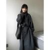 2025 Women's Hepburn Style Woolen Overcoat – Petite Fit, Thickened for Autumn/Winter