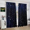 2pcs Galaxy Shining StarsCurtains Childs Fantasy Starry Sky Star Rod Pocket Window Drapes Stars Black Curtains.