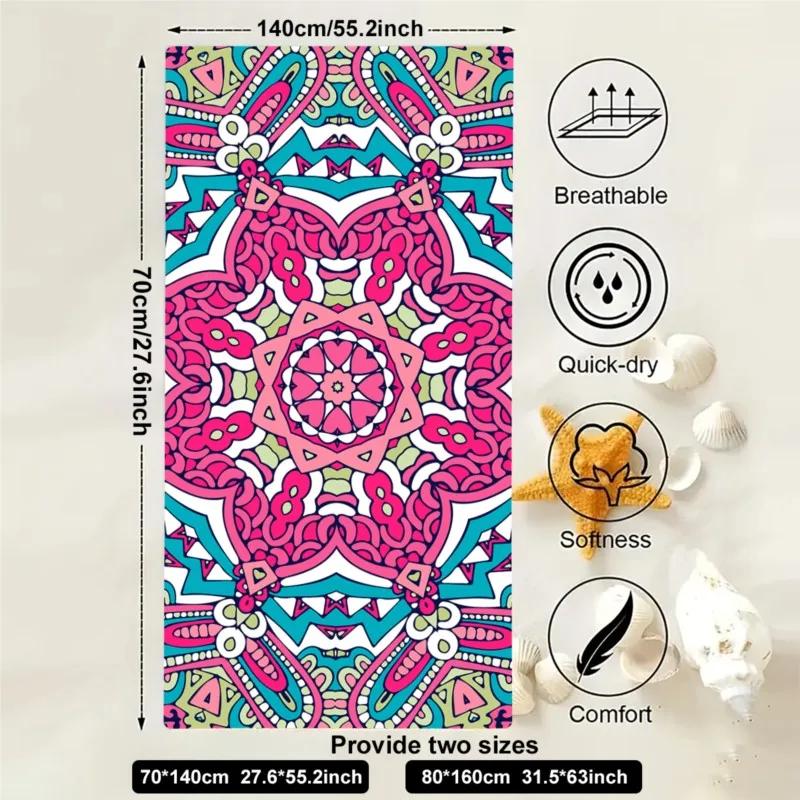 Mandala Beach Towel Large Size Outdoor Travel Camping Absorbent Beach Towels Super Soft Summer Swimming Towel Bath Towel Sea