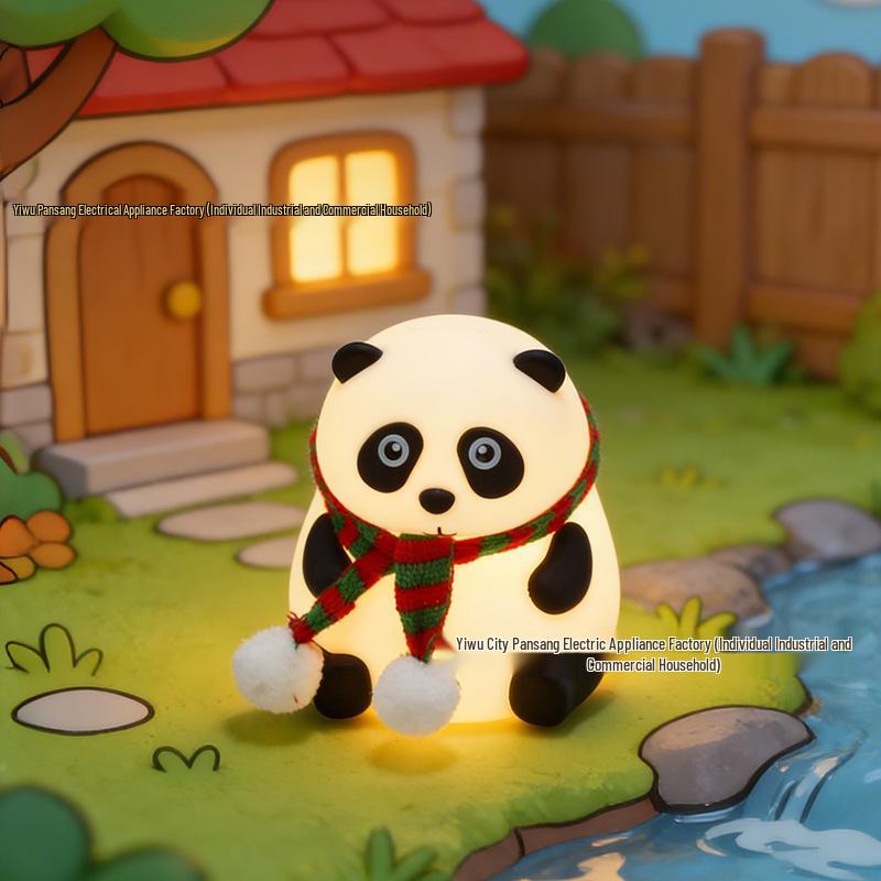 Silicone Panda Night Light: Baby Bedroom Lamp, Eye-Friendly & Rechargeable for Night Feeding