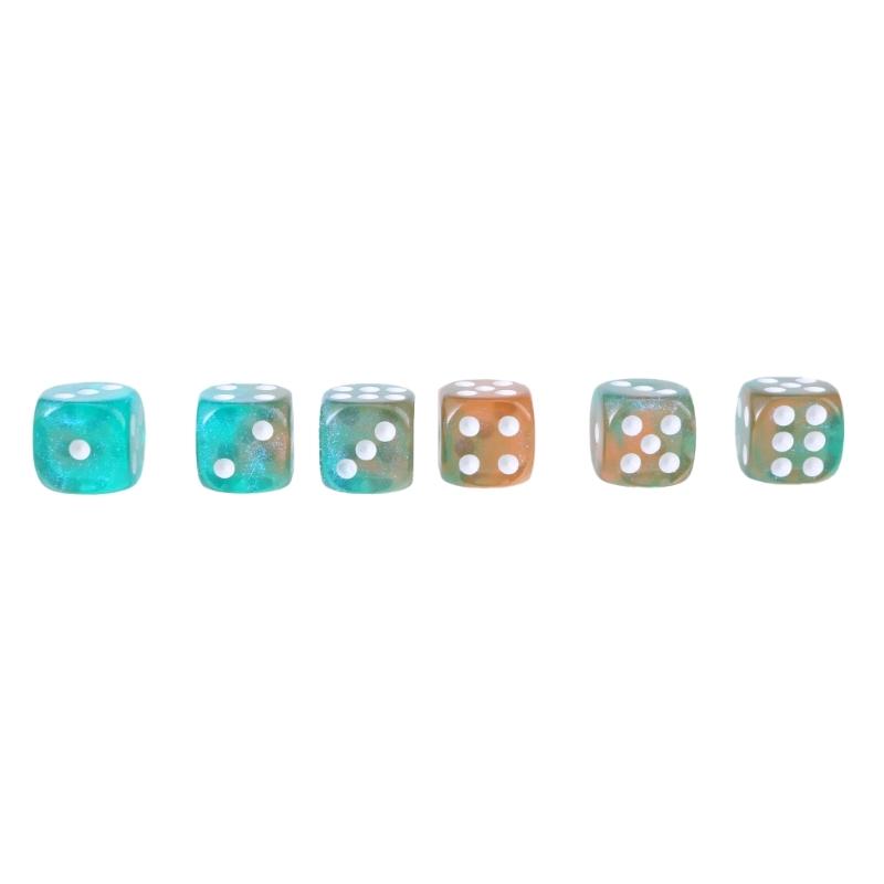 Rounds Corner Six Sided Dices Bulk, Pack of 50 Assorted Color 12mm D6 Acrylic Dices Cubes with Number Dots for Kids Use