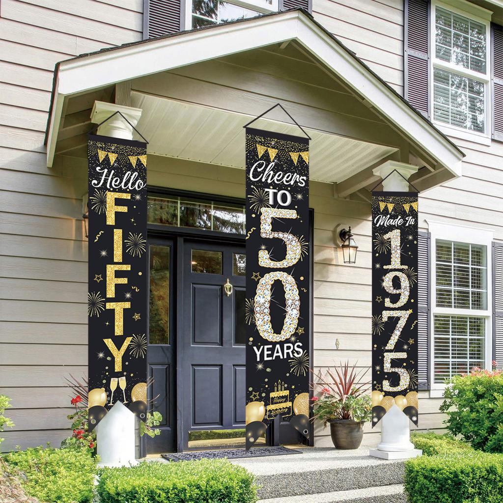 50 Year 1975 Happy Birthday Door Banner 50th Birthday Hanging Banner Birthday Party Decor Adults Women Party Supplies Favors