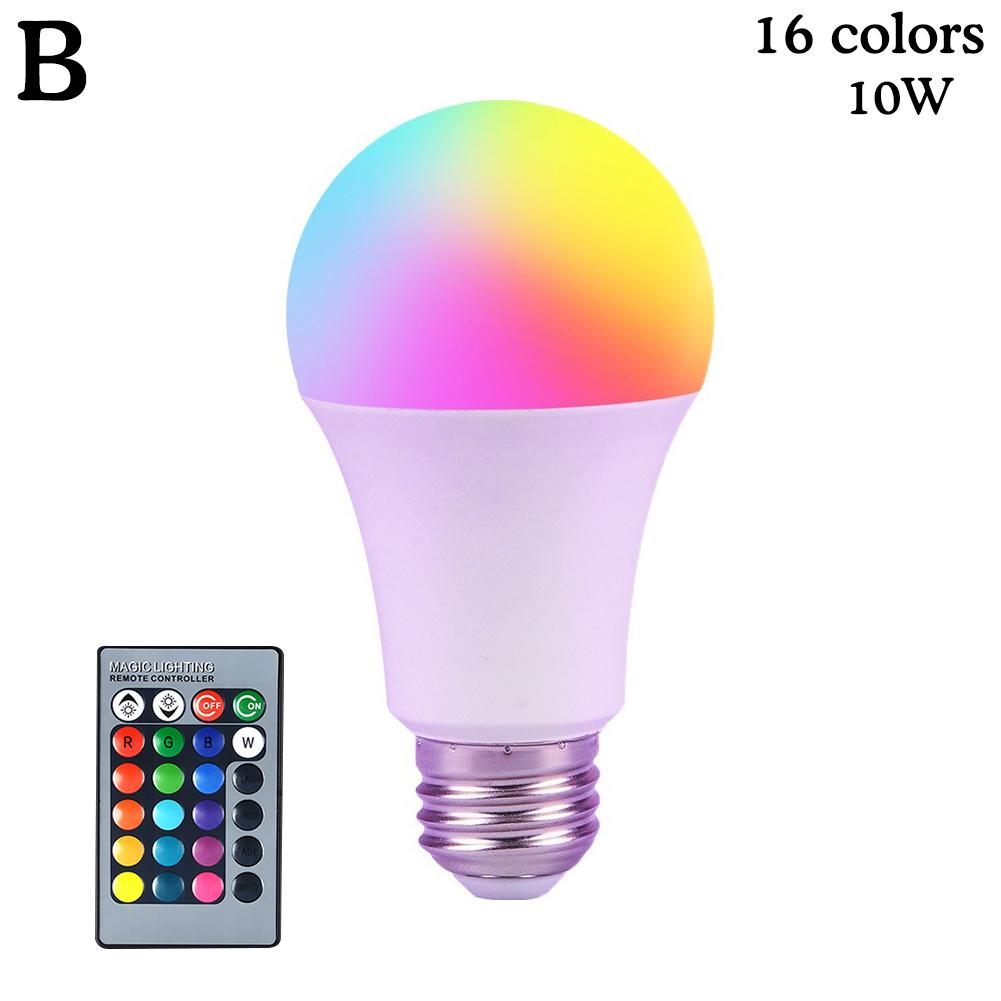 220V E27 LED Smart Bulb RGB Color Changing LED Bulb 16 Colors 8M Remote Control Smart Bulb Home Lighting Party Decor Bulb