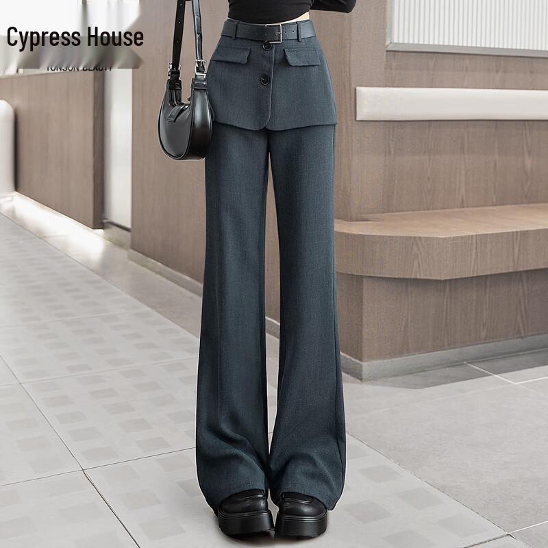 

Sibaishi Women s Faux Two-Piece Flared Trousers L